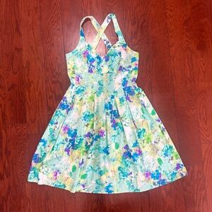 Calvin Klein halter mini dress a-line white pastel floral spring garden party
